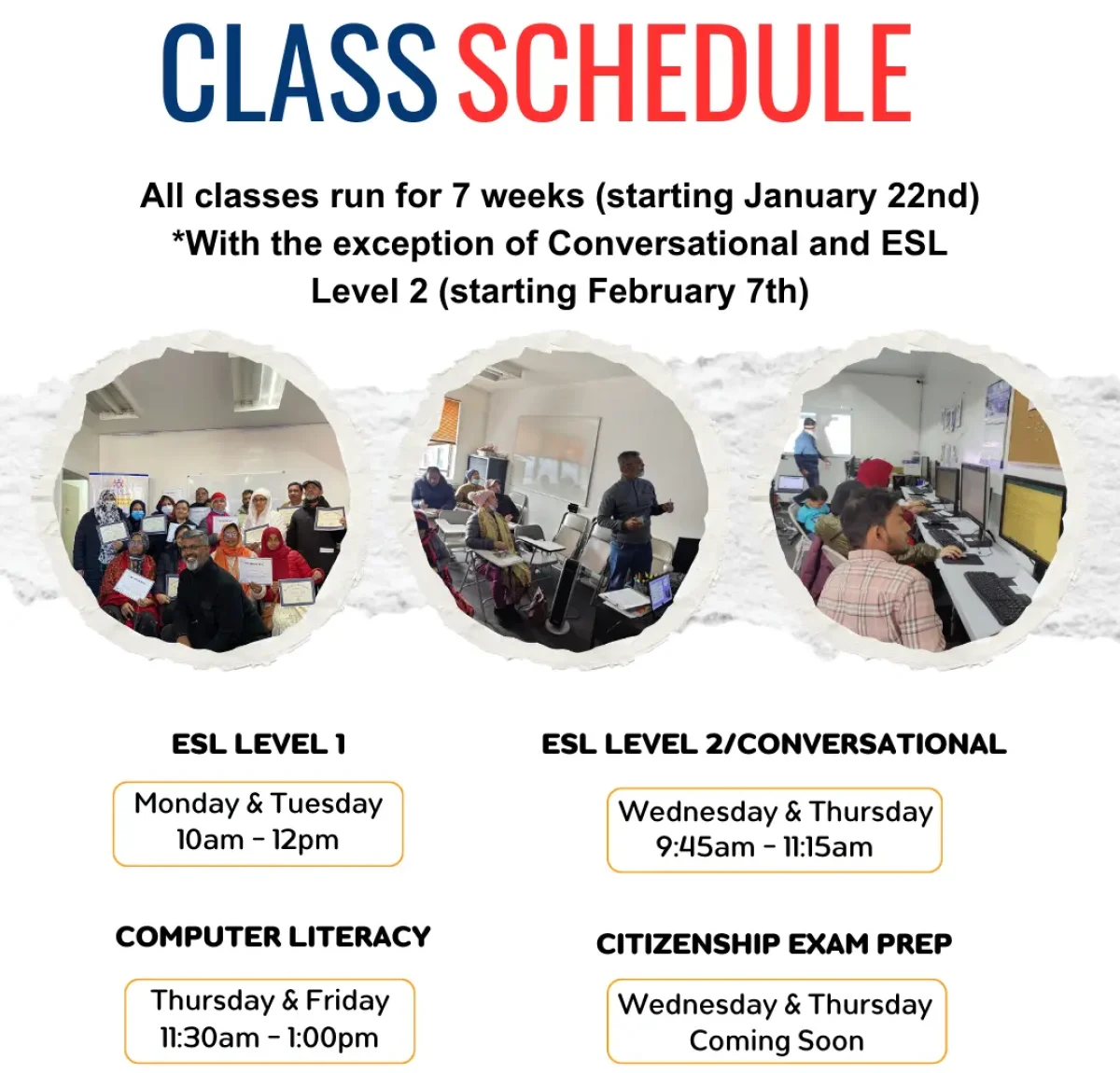 Spring Class Schedule 2024